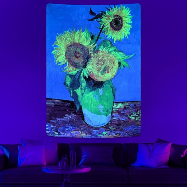 Sunflower - UV Reactive Tapestry with Wall Hanging Accessories