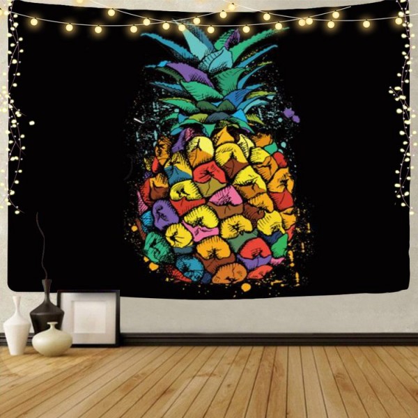 Pineapple - UV Reactive Tapestry with Wall Hanging Accessories