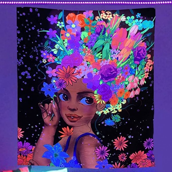 Woman - UV Reactive Tapestry with Wall Hanging Accessories
