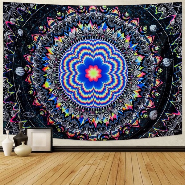 Mandala - UV Reactive Tapestry with Wall Hanging Accessories