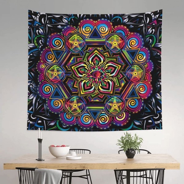 Mandala - UV Reactive Tapestry with Wall Hanging Accessories