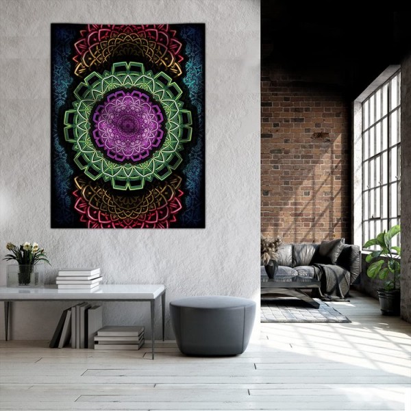 Mandala - UV Reactive Tapestry with Wall Hanging Accessories