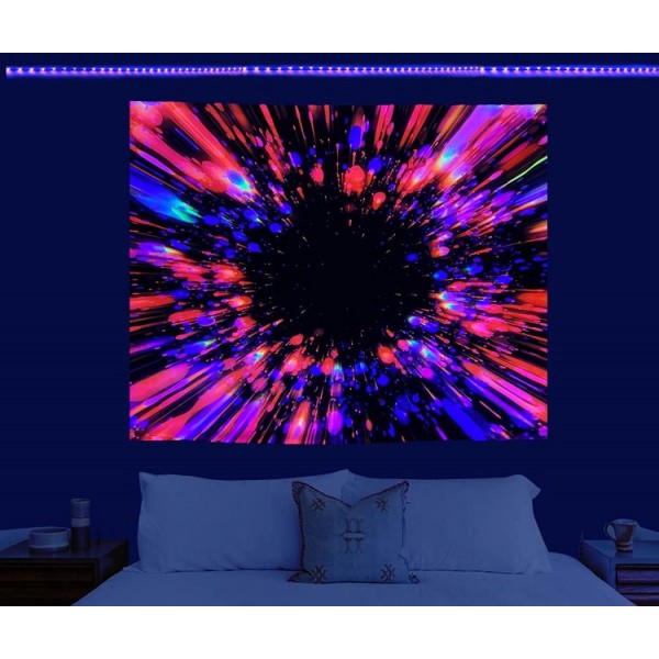 Psychedelic - UV Reactive Tapestry with Wall Hanging Accessories