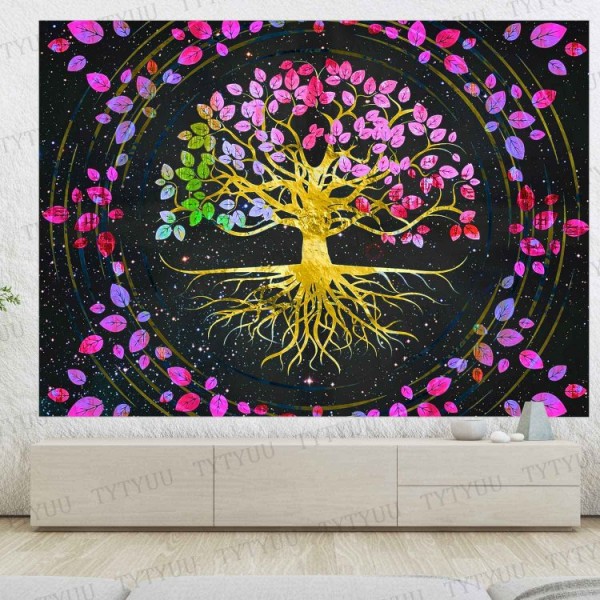 Tree - UV Reactive Tapestry with Wall Hanging Accessories