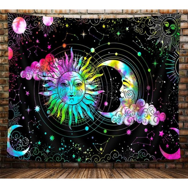 Moon&Sun - UV Reactive Tapestry with Wall Hanging Accessories
