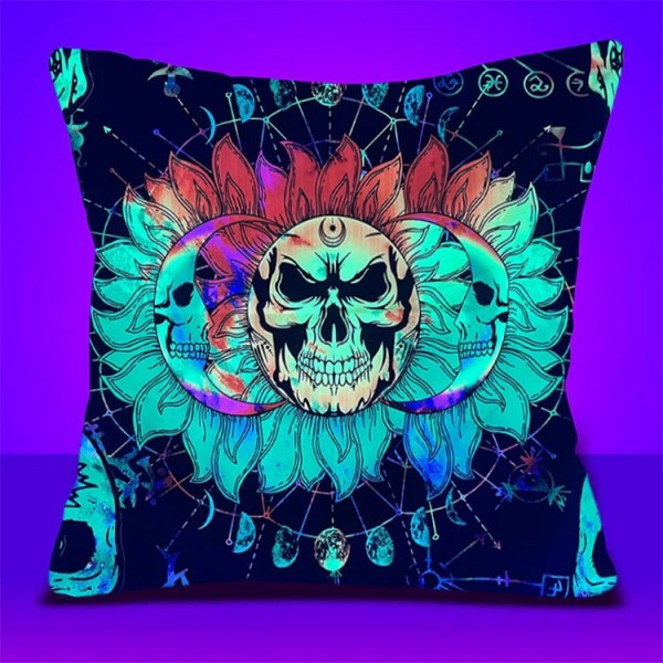 Sun & Skull - UV Black Light Pillowcase- Double Sided