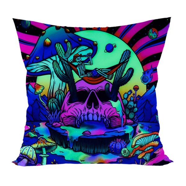 Skull - UV Black Light Pillowcase- Double Sided