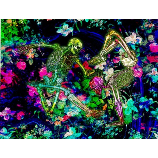 Skull - UV Reactive Tapestry with Wall Hanging Accessories