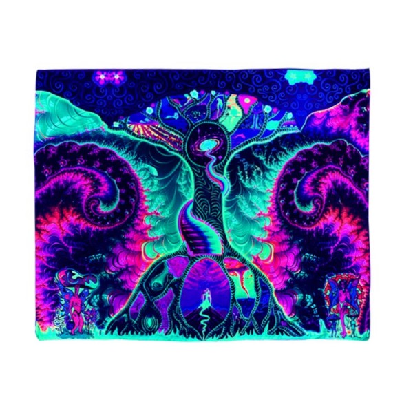 Psychedelic - UV Reactive Tapestry with Wall Hanging Accessories