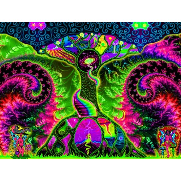 Psychedelic - UV Reactive Tapestry with Wall Hanging Accessories