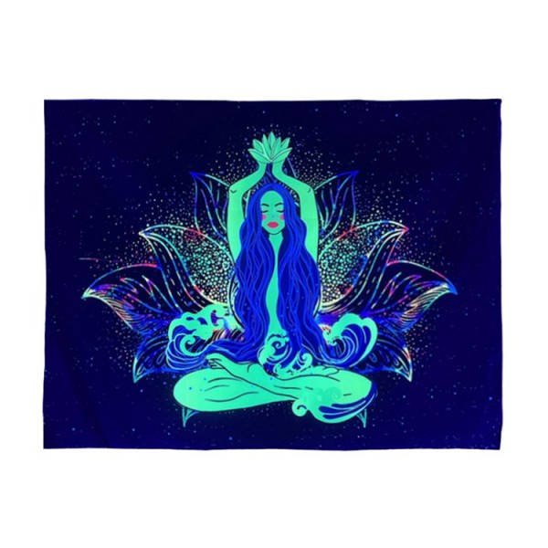 Meditation - UV Reactive Tapestry with Wall Hanging Accessories
