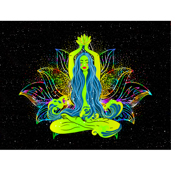 Meditation - UV Reactive Tapestry with Wall Hanging Accessories