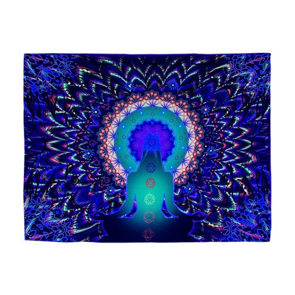 Buddha - UV Reactive Tapestry with Wall Hanging Accessories