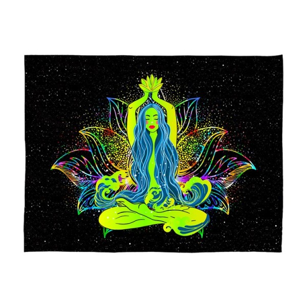 Meditation - UV Reactive Tapestry with Wall Hanging Accessories