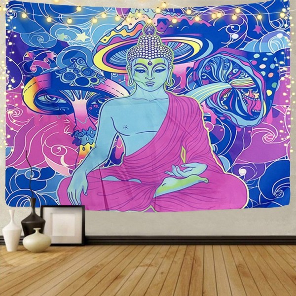 Buddha - UV Reactive Tapestry with Wall Hanging Accessories