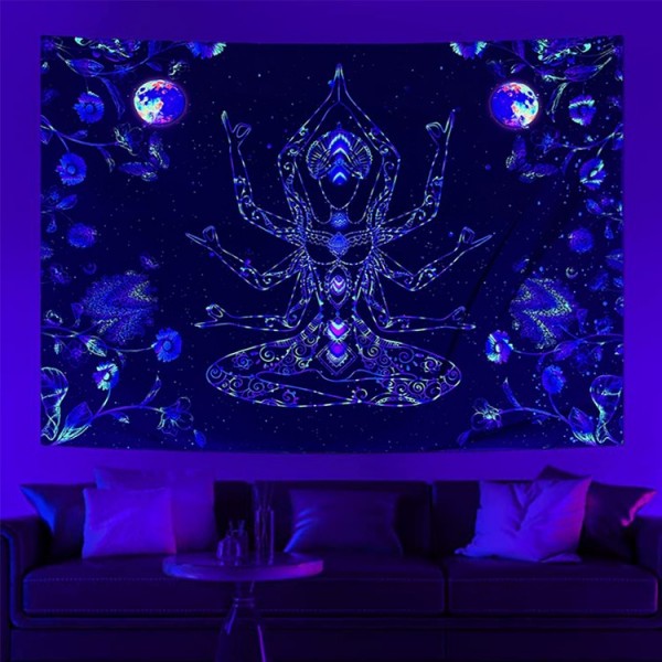 Chakra - UV Reactive Tapestry with Wall Hanging Accessories