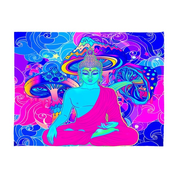 Buddha - UV Reactive Tapestry with Wall Hanging Accessories