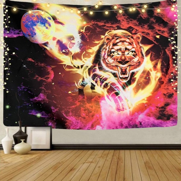 Lion - UV Reactive Tapestry with Wall Hanging Accessories
