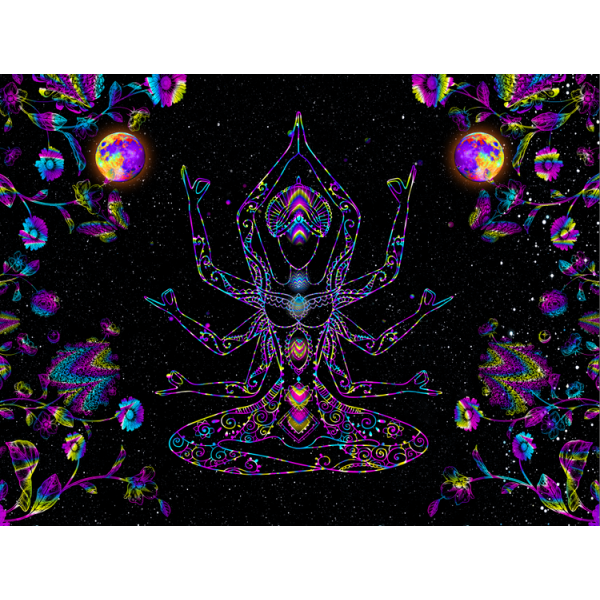 Chakra - UV Reactive Tapestry with Wall Hanging Accessories