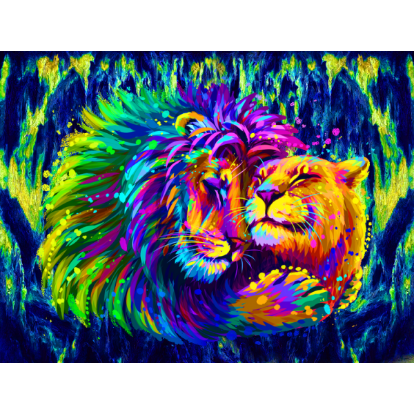 Lion - UV Reactive Tapestry with Wall Hanging Accessories