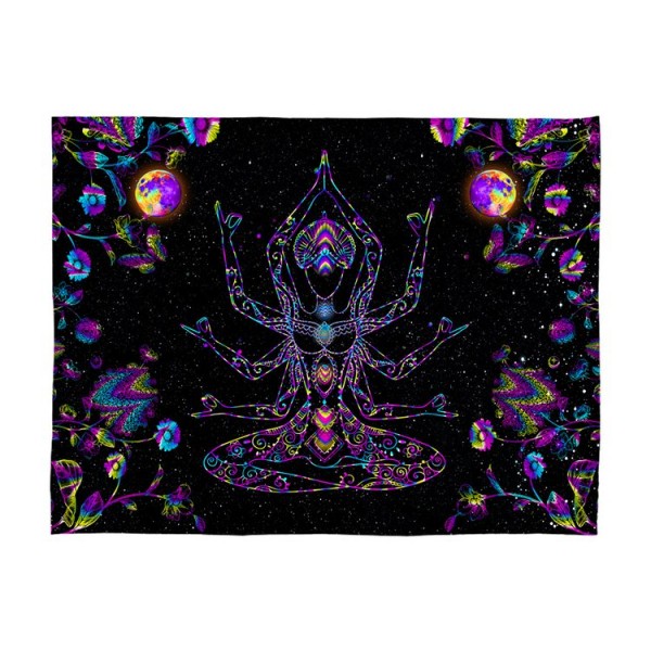 Chakra - UV Reactive Tapestry with Wall Hanging Accessories