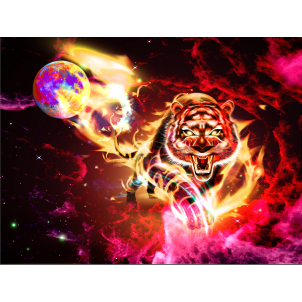 Lion - UV Reactive Tapestry with Wall Hanging Accessories