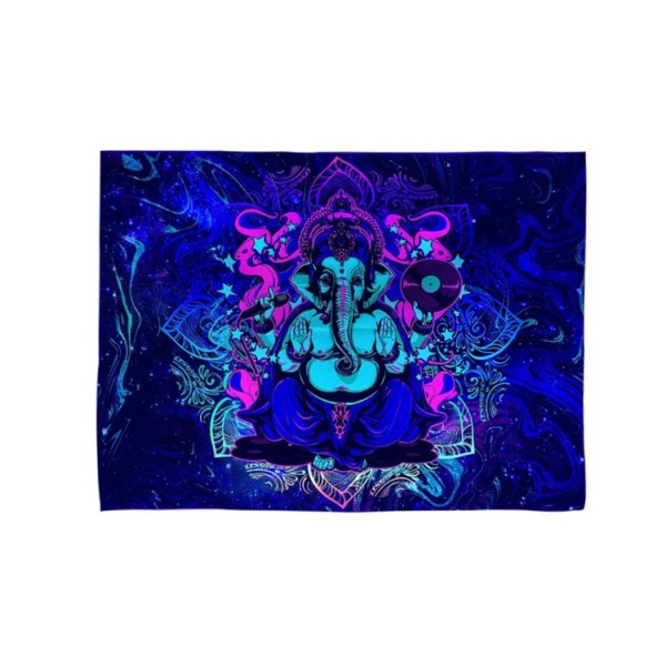 Elephant Buddha - UV Reactive Tapestry with Wall Hanging Accessories
