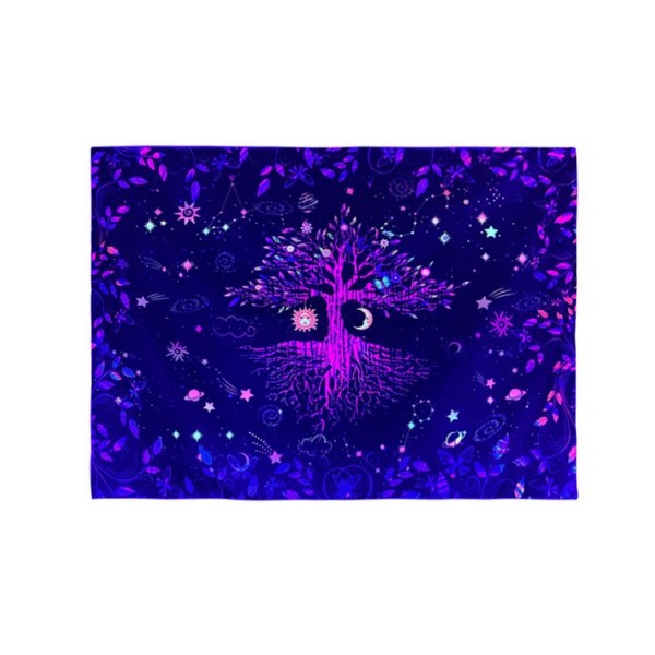 Psychedelic Tree - UV Reactive Tapestry with Wall Hanging Accessories