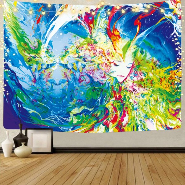 Psychedelic Girl - UV Reactive Tapestry with Wall Hanging Accessories