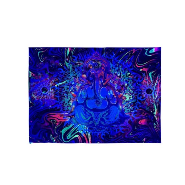 Elephant Buddha - UV Reactive Tapestry with Wall Hanging Accessories