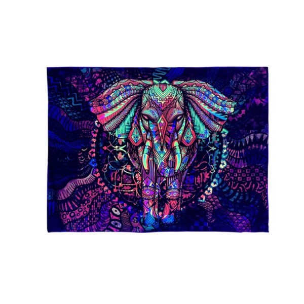 Elephant - UV Reactive Tapestry with Wall Hanging Accessories