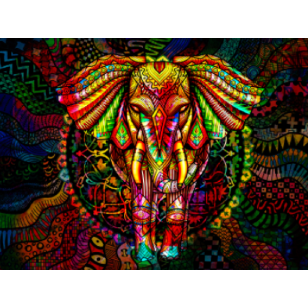 Elephant - UV Reactive Tapestry with Wall Hanging Accessories
