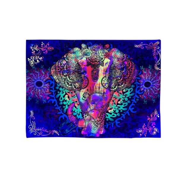Elephant - UV Reactive Tapestry with Wall Hanging Accessories