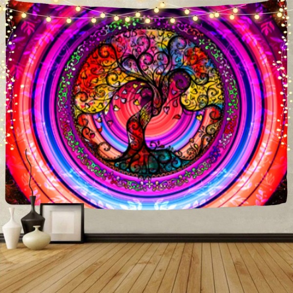 Psychedelic Tree - UV Reactive Tapestry with Wall Hanging Accessories