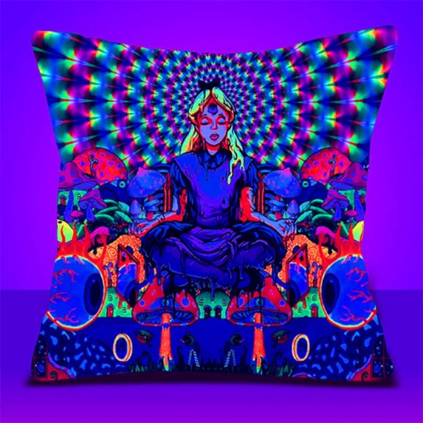 Psychedelic Girl - UV Black Light Pillowcase- Double Sided
