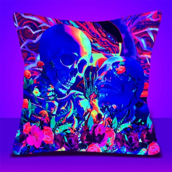 Skull - UV Black Light Pillowcase- Double Sided