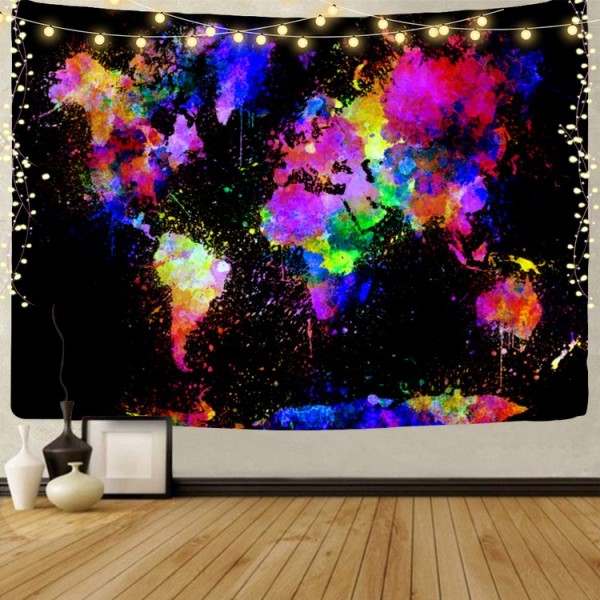 Map - UV Reactive Tapestry with Wall Hanging Accessories