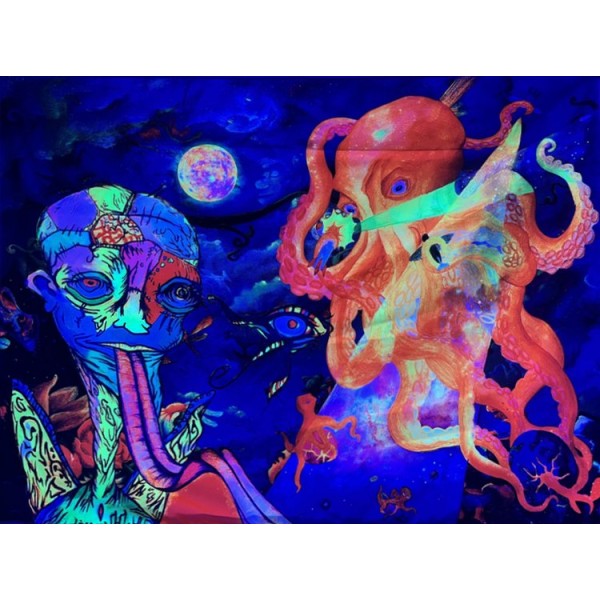 Psychedelic - UV Reactive Tapestry with Wall Hanging Accessories