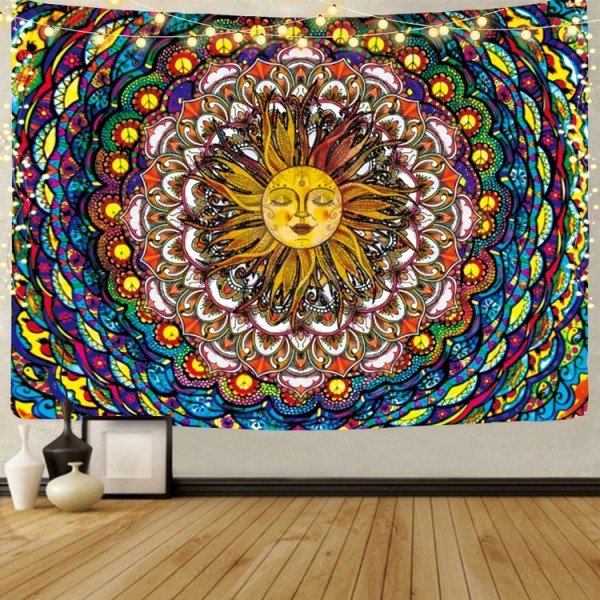 Moon Mandala  - UV Reactive Tapestry with Wall Hanging Accessories