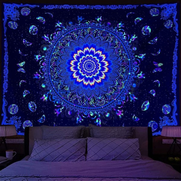 Mandala  - UV Reactive Tapestry with Wall Hanging Accessories