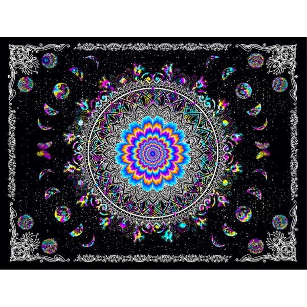 Mandala  - UV Reactive Tapestry with Wall Hanging Accessories