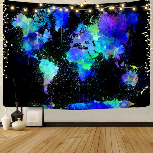 Map  - UV Reactive Tapestry with Wall Hanging Accessories