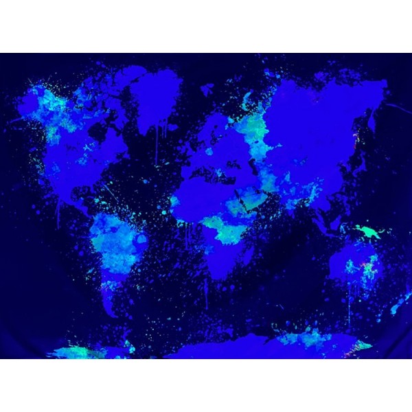 Map  - UV Reactive Tapestry with Wall Hanging Accessories
