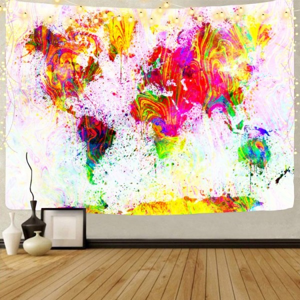 Map  - UV Reactive Tapestry with Wall Hanging Accessories