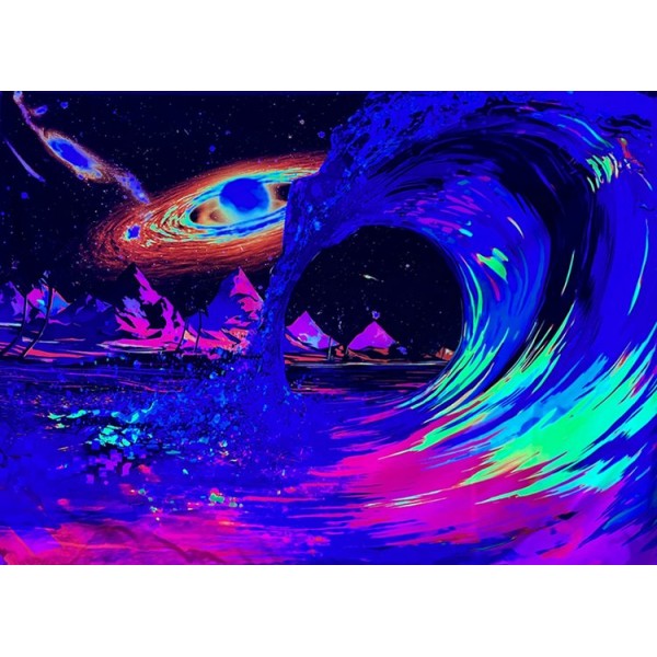 Milky Way Waves  - UV Reactive Tapestry with Wall Hanging Accessories