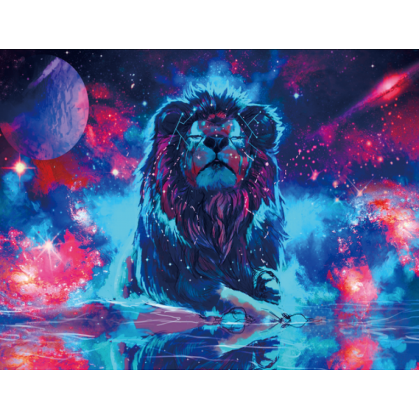 Lion  - UV Reactive Tapestry with Wall Hanging Accessories