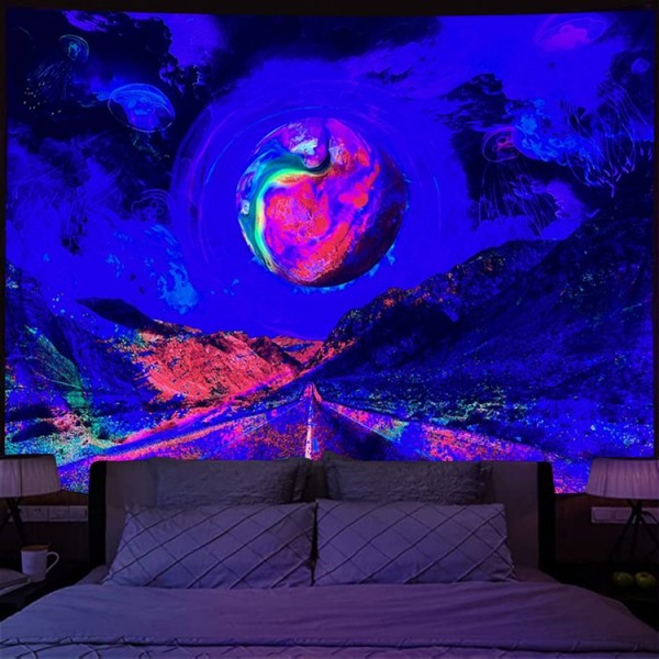 Moon highway - UV Reactive Tapestry with Wall Hanging Accessories
