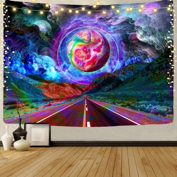 Moon highway - UV Reactive Tapestry with Wall Hanging Accessories