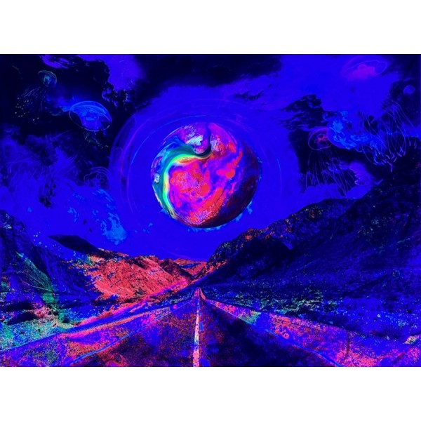 Moon highway - UV Reactive Tapestry with Wall Hanging Accessories
