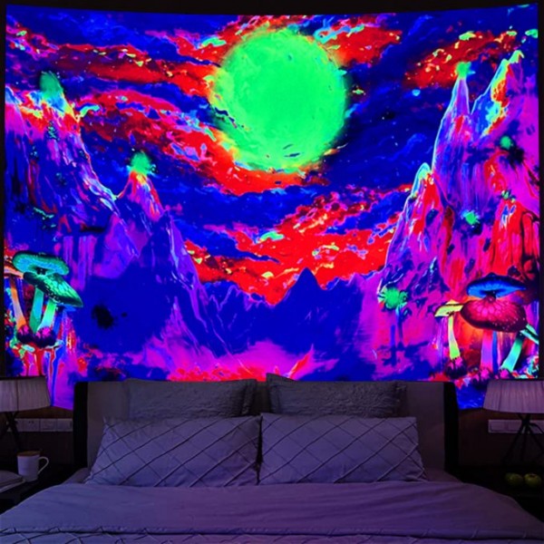 Landscape - UV Reactive Tapestry with Wall Hanging Accessories